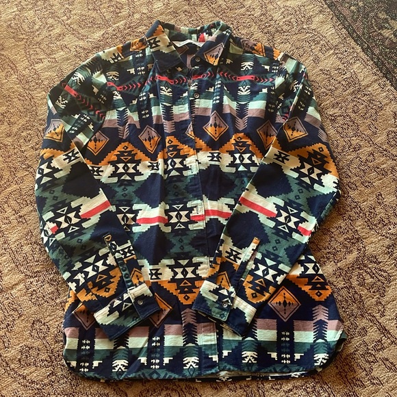 Woolrich flannel button down shirt aztec western - Picture 1 of 5